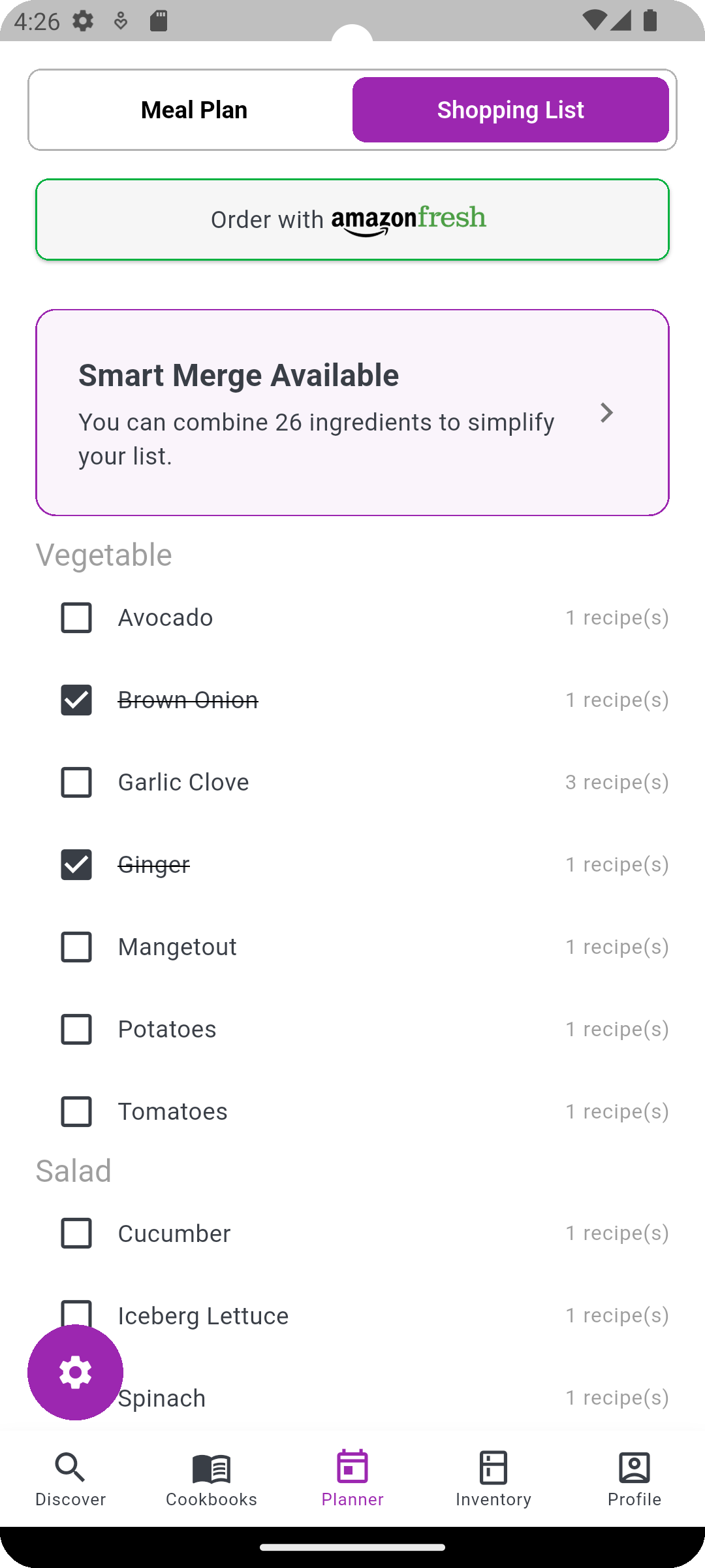 App Screenshot - Shopping list overview